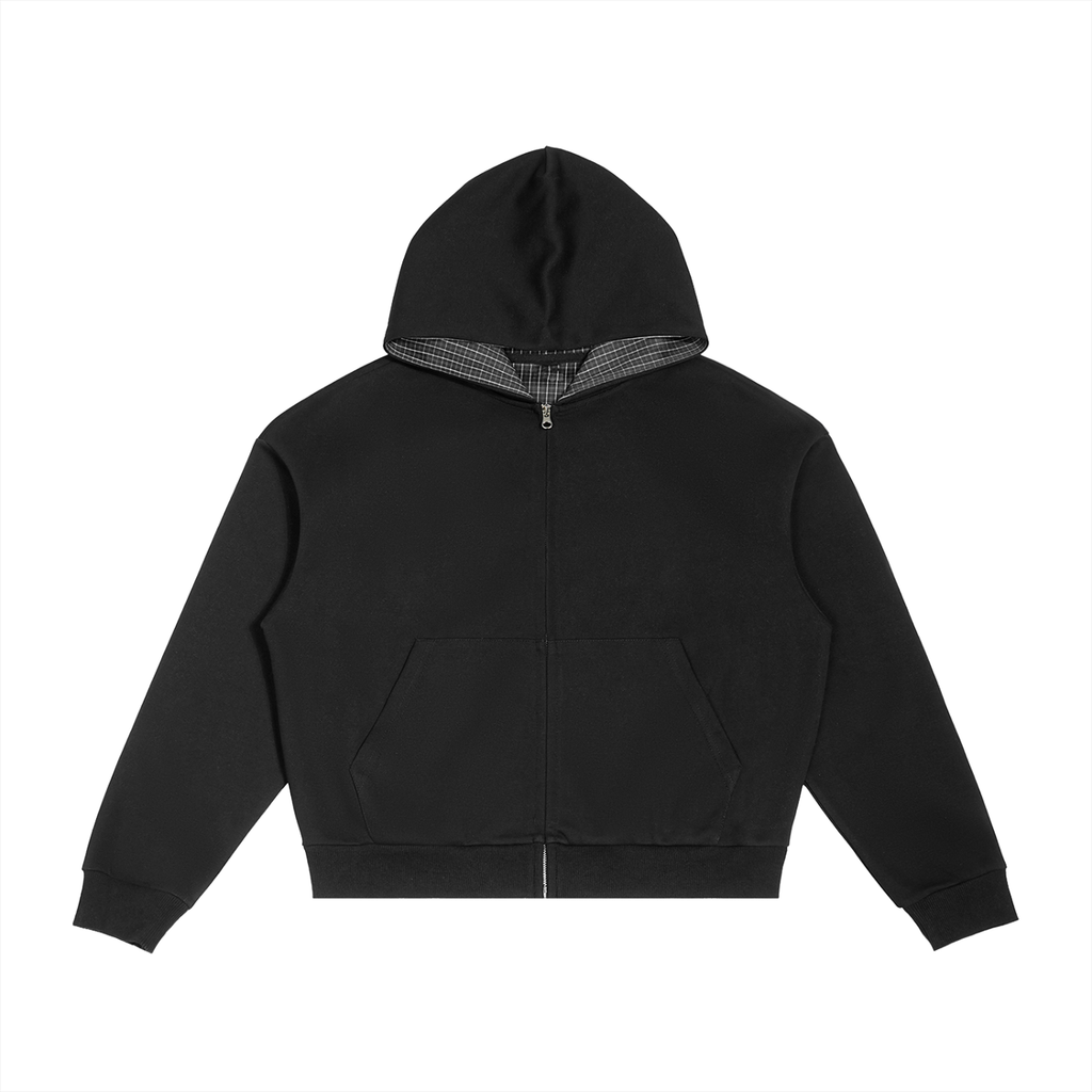 Rayd Black Plaid Zip Up Hoodie