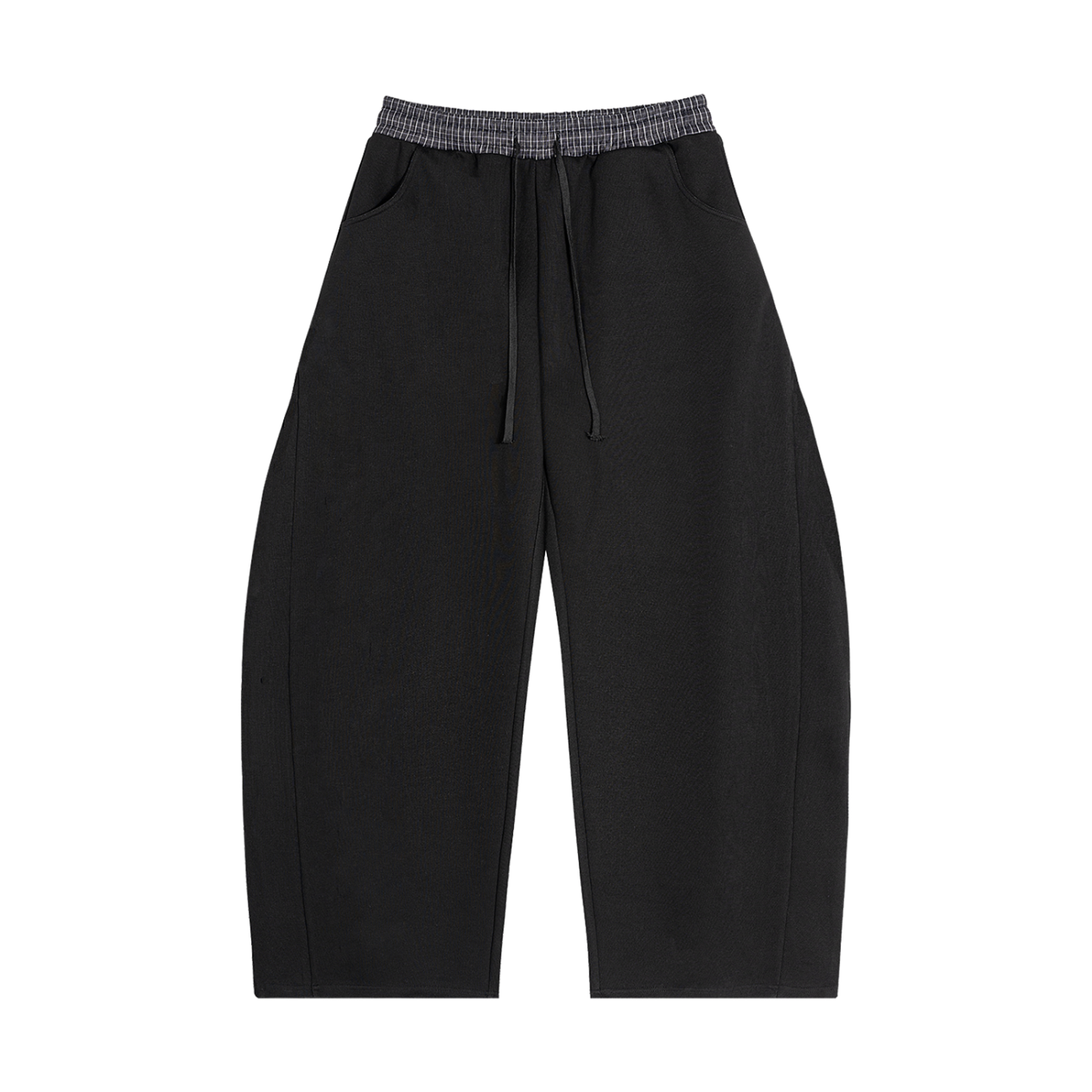 Rayd Plaid Double Waisted SweatPants - Black