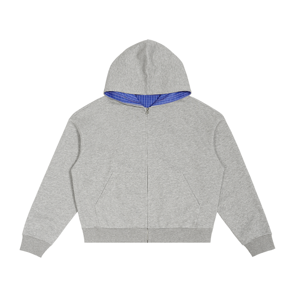Rayd Plaid ZipUp Hoodie Grey