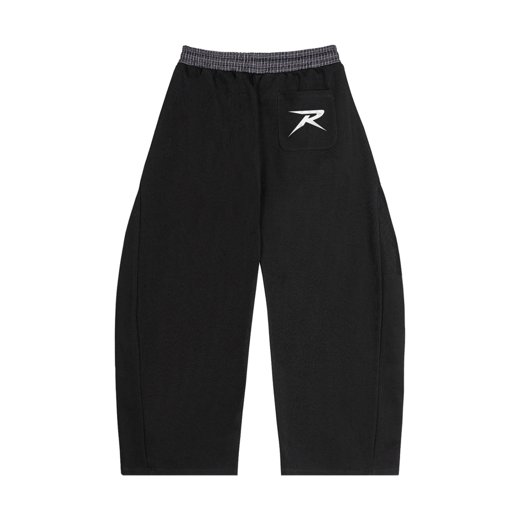 Rayd Plaid Double Waisted SweatPants - Black