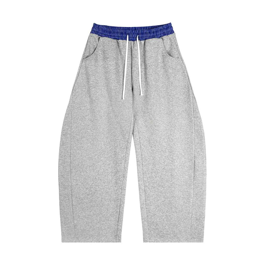 Rayd Double Waisted Plaid SewatPants - Grey