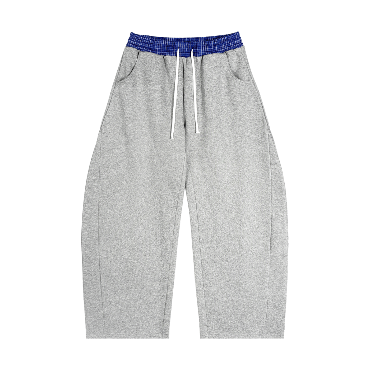 Rayd Double Waisted Plaid SewatPants - Grey